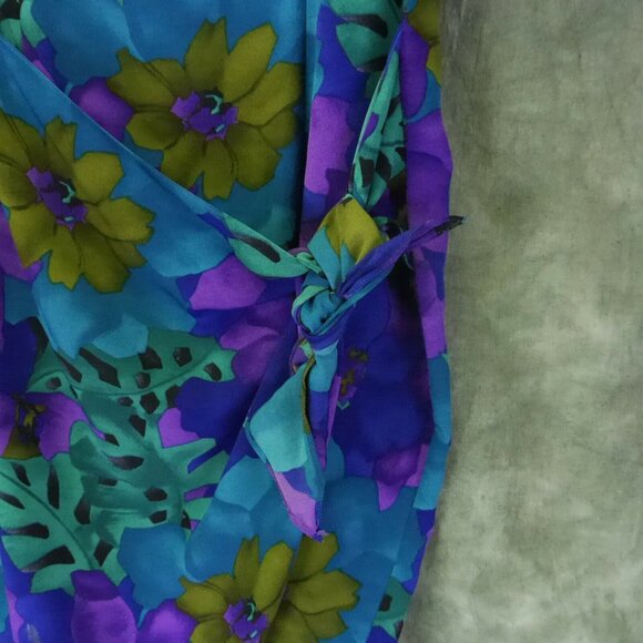 EUC Tess Dress Petite Floral A-Line Dress Vintage Peplum Tie Size 8P S-8817 - Picture 4 of 12